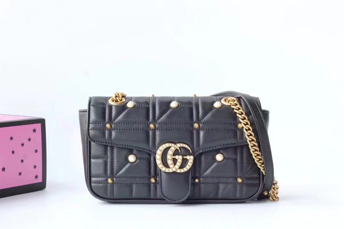 Gucci Now Marmont Mmatelasse Shoulder Bag 443497 Black