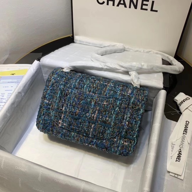 CHANEL Tweed Calfskin -Tone & Gold-Tone Metal 1116 blue