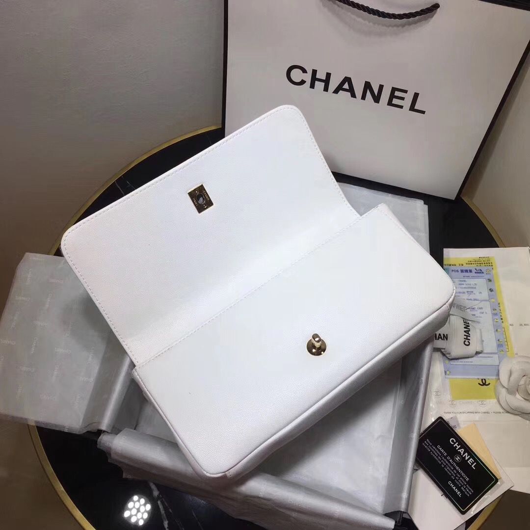 Chanel Handbag Caviar Original Leather C69468 White