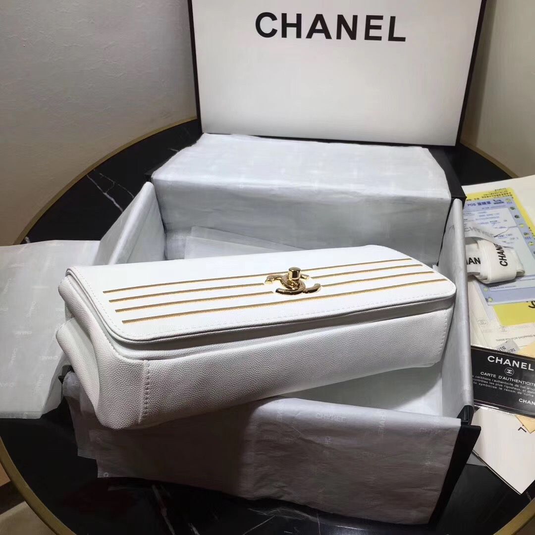 Chanel Handbag Caviar Original Leather C69468 White