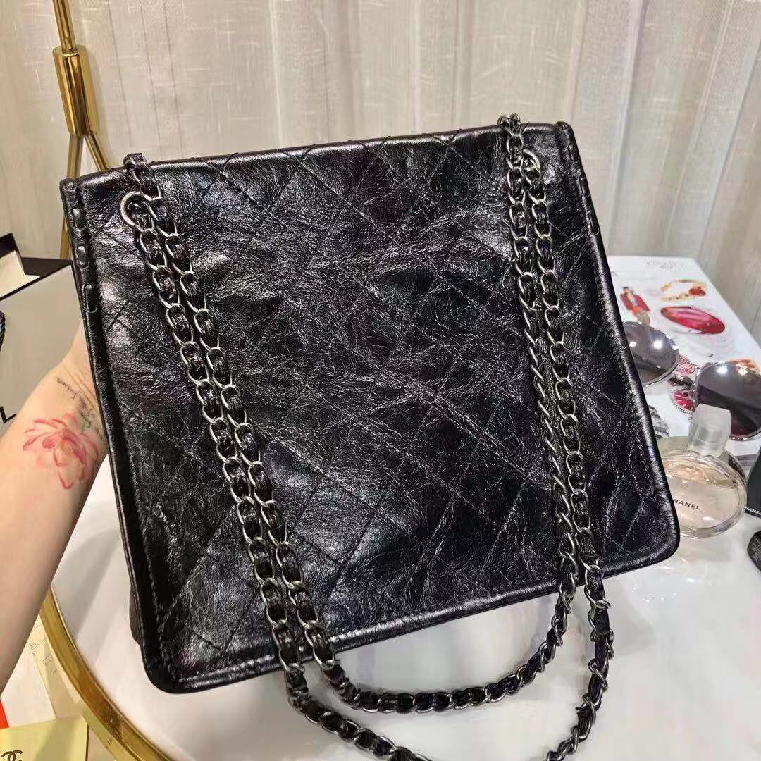 Chanel Original Leather Black Bag C5569 Siver