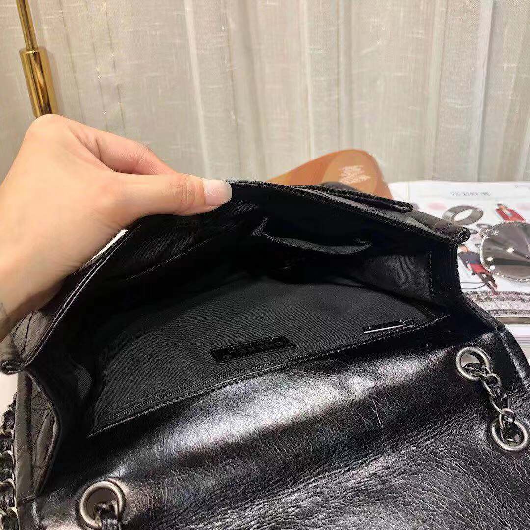 Chanel Original Leather Black Bag C5569 Siver