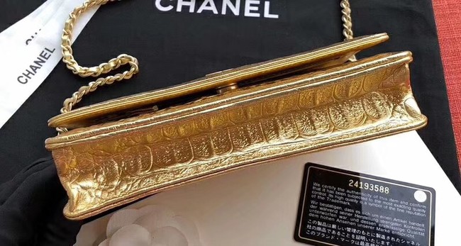 Chanel Calfskin & Gold-Tone Metal A33814 Gold