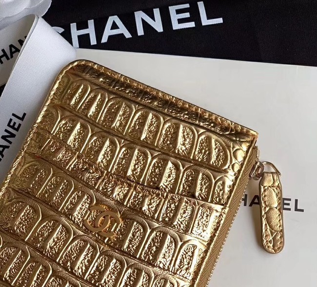 Chanel Calfskin & Gold-Tone Metal A81598 Gold