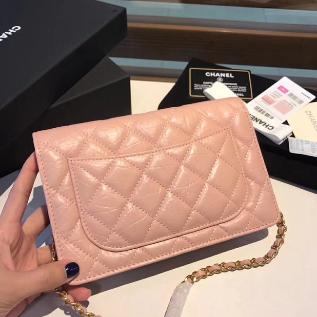 Chanel Calfskin & Gold-Tone Metal S33814 pink