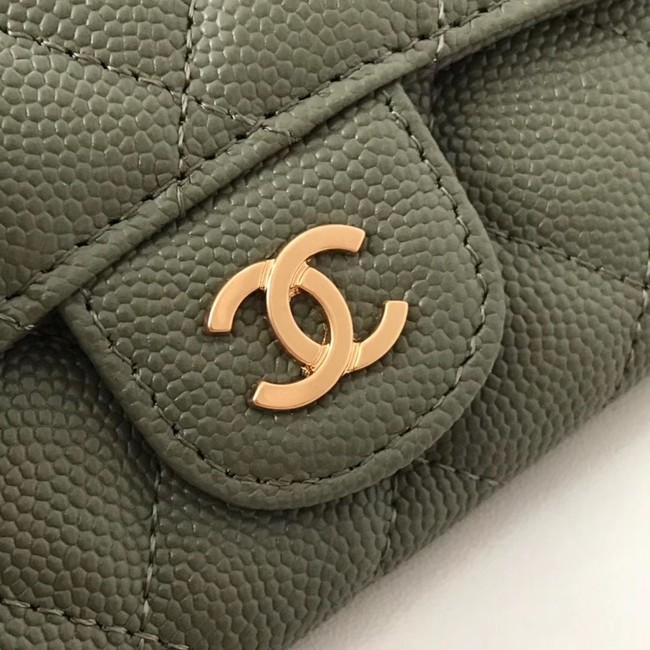 Chanel card holder Calfskin & Gold-Tone Metal A80799 green