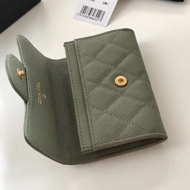 Chanel card holder Calfskin & Gold-Tone Metal A80799 green