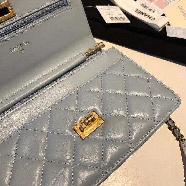 Chanel Calfskin & Gold-Tone Metal S33814 light blue