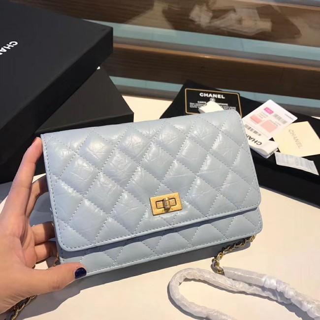 Chanel Calfskin & Gold-Tone Metal S33814 light blue