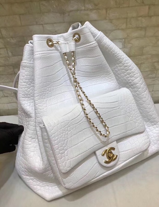 Chanel Original Leather Backpack AS0800 White