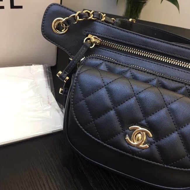 Chanel Original Leather Belt Bag Black SA0814 Gold