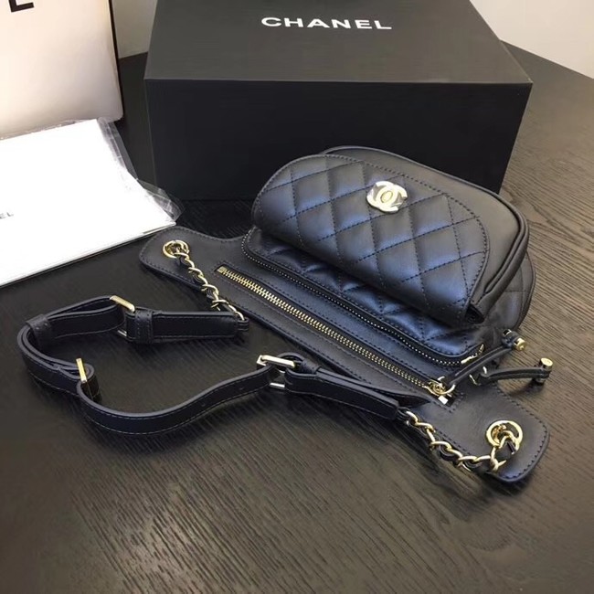 Chanel Original Leather Belt Bag Black SA0814 Gold