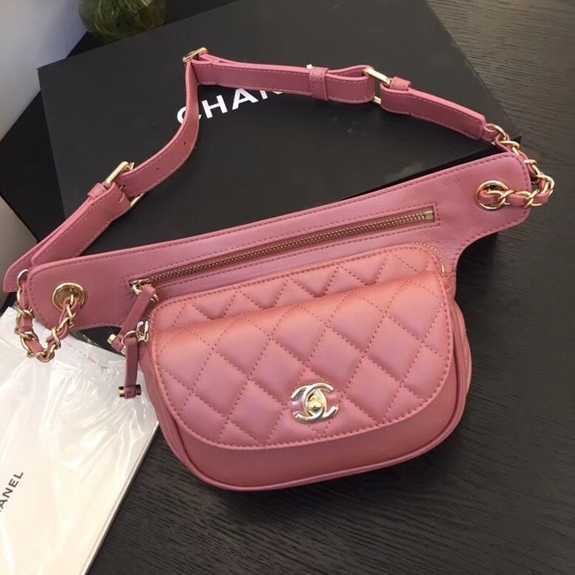 Chanel Original Leather Belt Bag Red SA0814 Gold