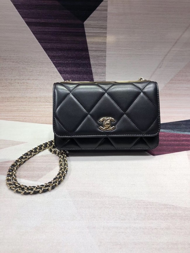 Chanel Original Leather Shoulder Bag Black A80982 Gold