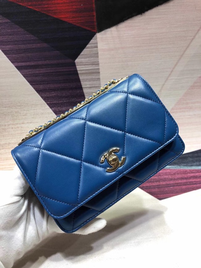 Chanel Original Leather Shoulder Bag Blue A80982 Gold