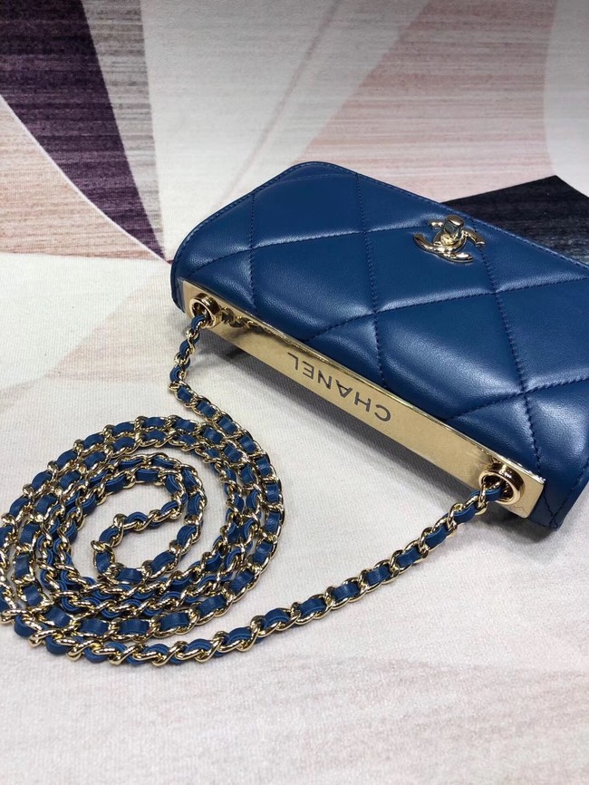 Chanel Original Leather Shoulder Bag Blue A80982 Gold