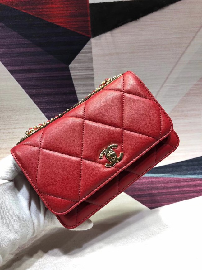 Chanel Original Leather Shoulder Bag Red A80982 Gold