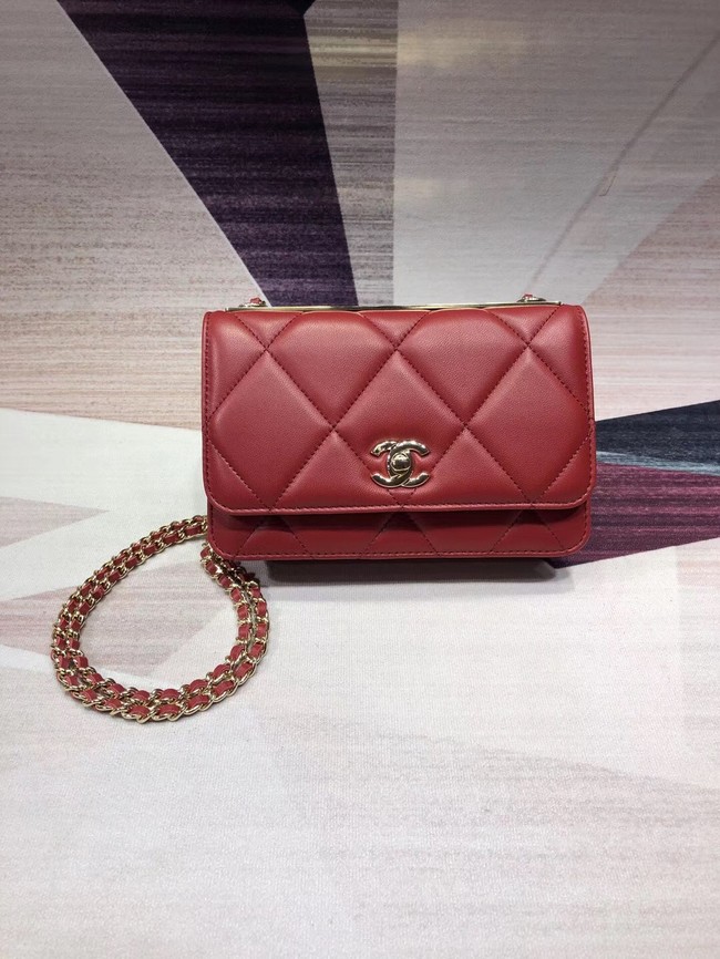 Chanel Original Leather Shoulder Bag Red A80982 Gold