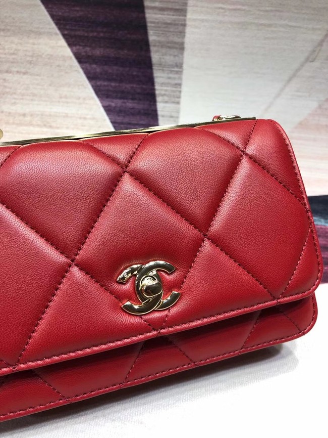 Chanel Original Leather Shoulder Bag Red A80982 Gold