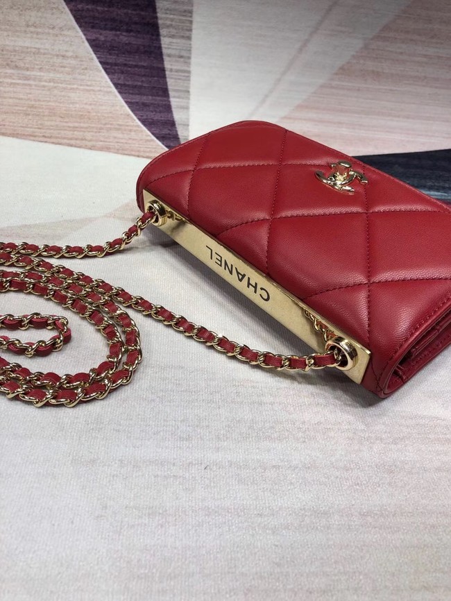 Chanel Original Leather Shoulder Bag Red A80982 Gold