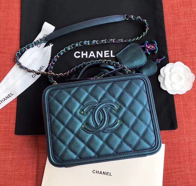 Chanel Original Leather Cosmetic Bag A93343 Blue