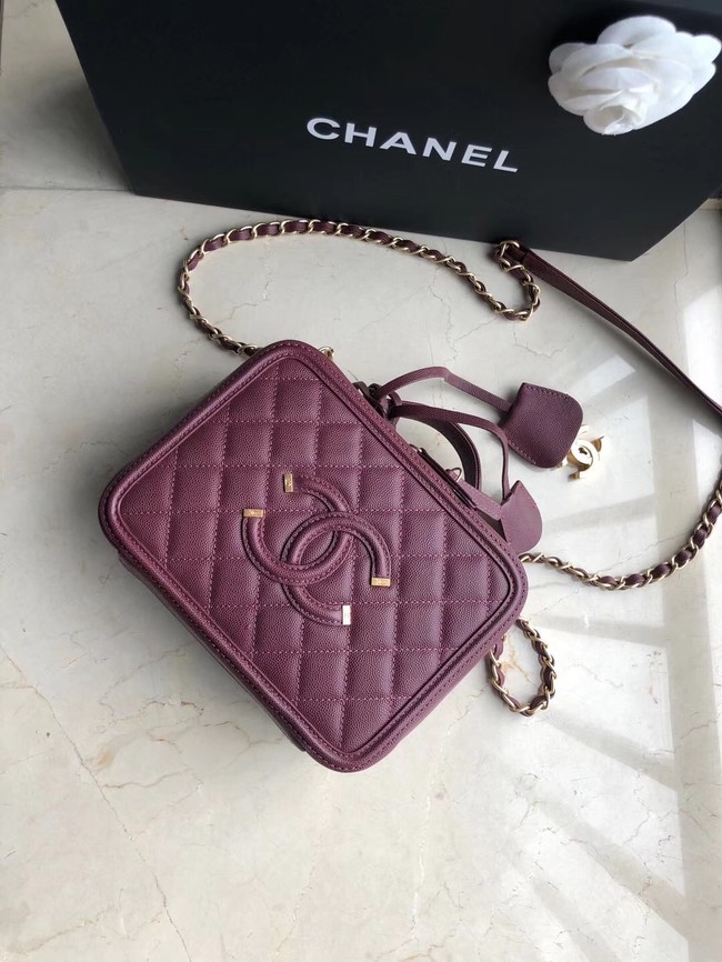 Chanel Original Leather Medium Cosmetic Bag 93443 Wine