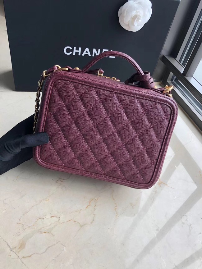 Chanel Original Leather Medium Cosmetic Bag 93443 Wine