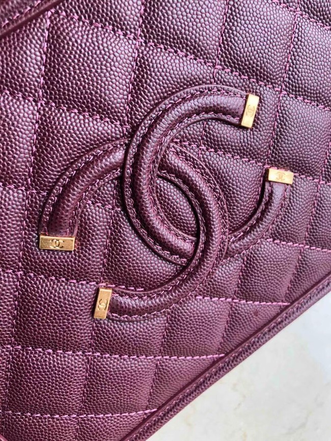 Chanel Original Leather Medium Cosmetic Bag 93443 Wine