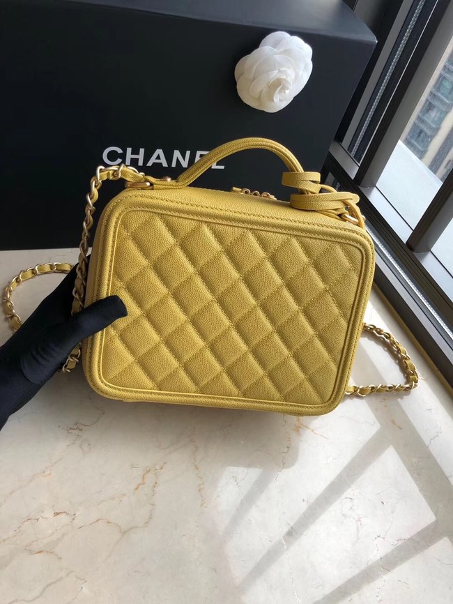 Chanel Original Leather Medium Cosmetic Bag 93443 Yellow