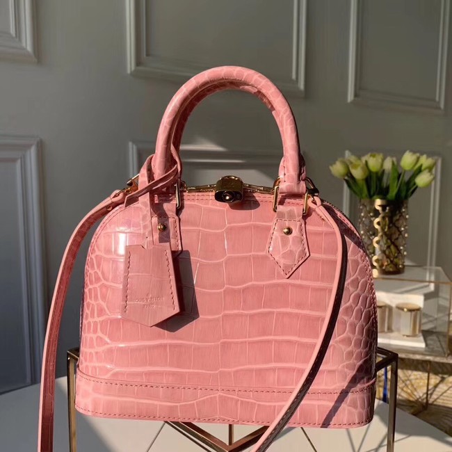 Louis Vuitton Crocodile Pattern Leather Bag N90897 Pink