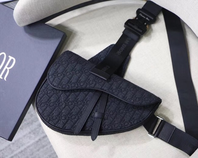 DIOR OBLIQUE SADDLE BELT BAG M9019 black