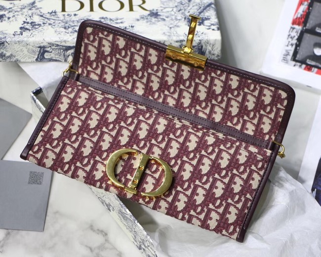 Dior 30 MONTAIGNE EMBROIDERED CANVAS Clutch bag M9206 burgundy