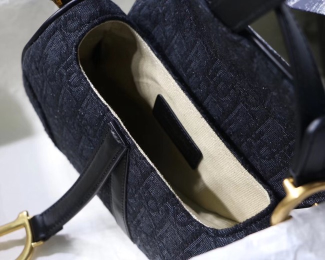 Dior SADDLE DENIM CANVAS BAG M928 denim black