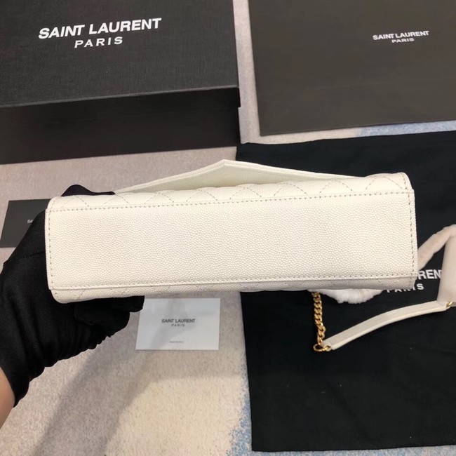 YSL ENVELOPE SMALL IN MIX MATELASSEGRAIN DE POUDRE EMBOSSED LEATHER 19207 BLANC VINTAGE