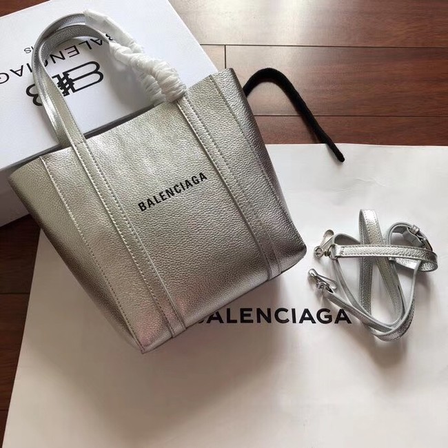 Balenciaga Original Leather Mini Shopper Bag 6696 Silver