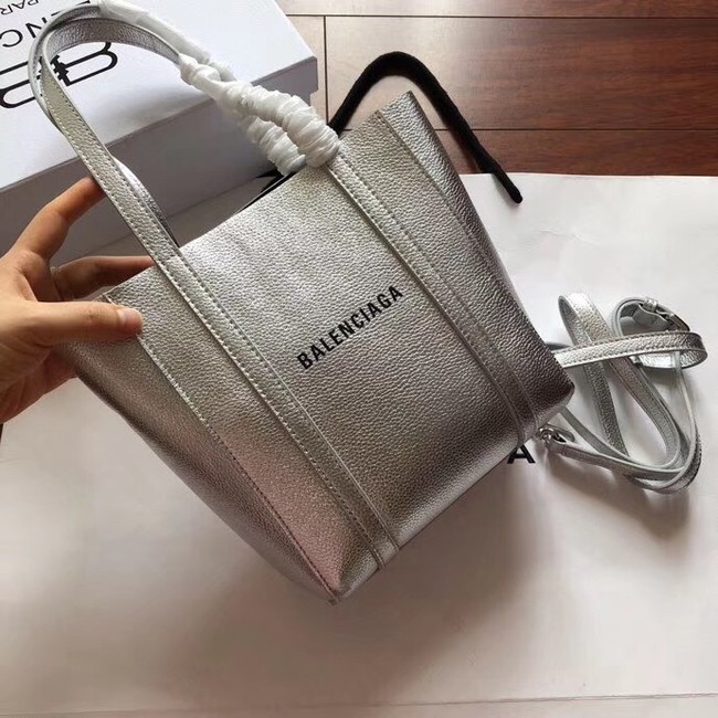 Balenciaga Original Leather Mini Shopper Bag 6696 Silver