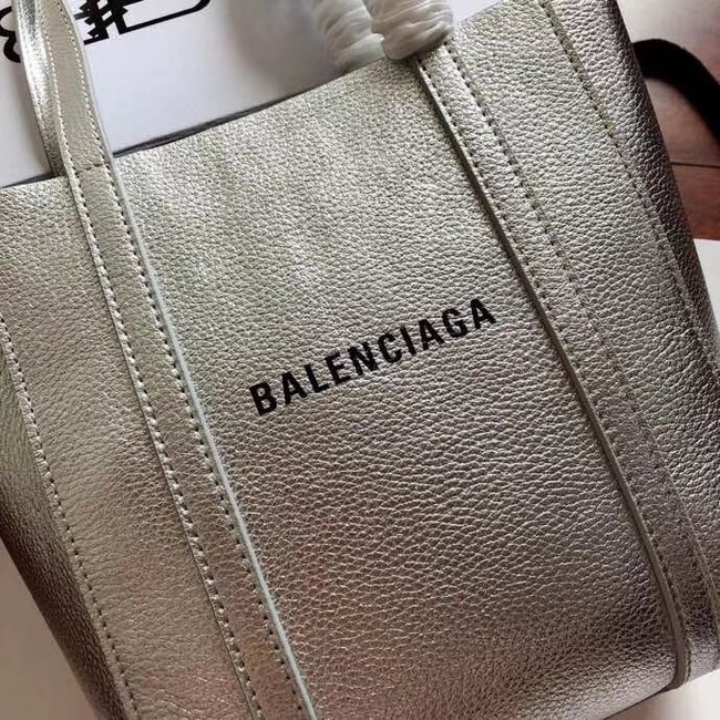 Balenciaga Original Leather Mini Shopper Bag 6696 Silver