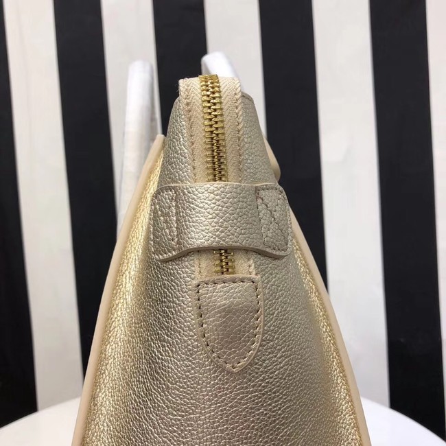 CELINE MICRO LUGGAGE HANDBAG IN LAMINATED LAMBSKIN 167793-26 gold