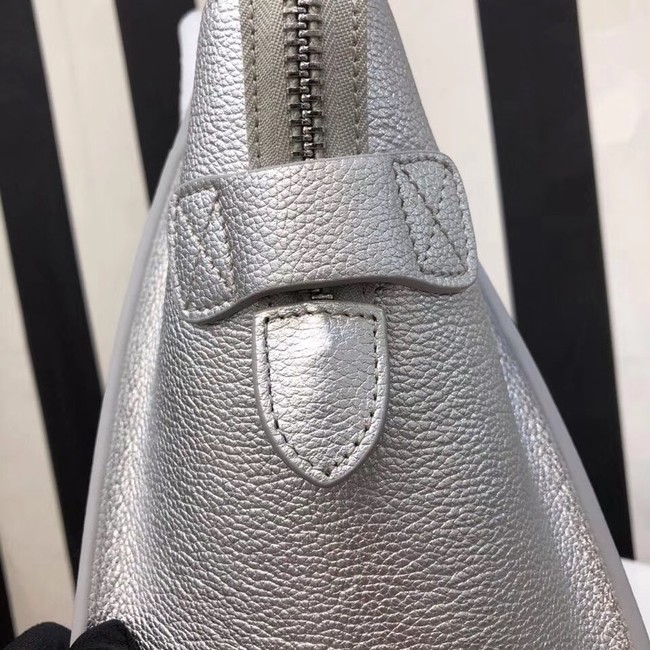 CELINE MICRO LUGGAGE HANDBAG IN LAMINATED LAMBSKIN 167793-26 silver