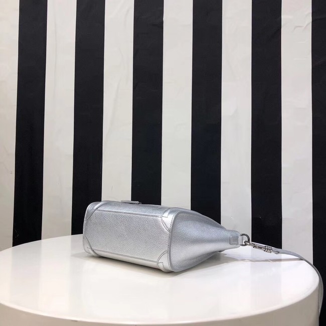 CELINE NANO LUGGAGE BAG IN LAMINATED LAMBSKIN 189244-26 silver 