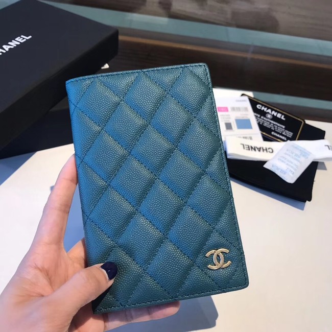 Chanel Calfskin Leather & Gold-Tone Metal Wallet A80385 Blue