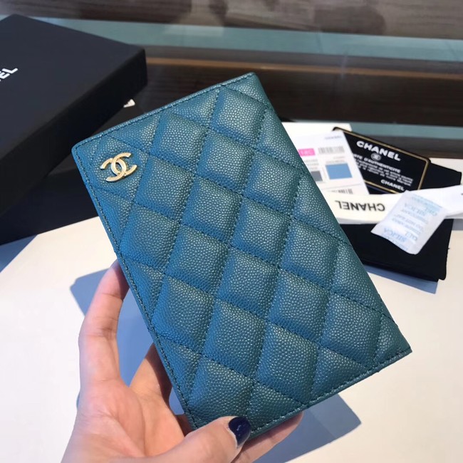 Chanel Calfskin Leather & Gold-Tone Metal Wallet A80385 Blue