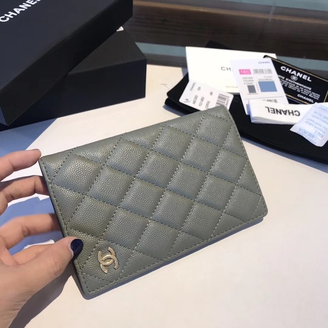 Chanel Calfskin Leather & Gold-Tone Metal Wallet A80385 Green