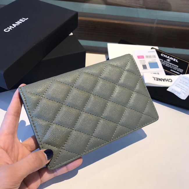 Chanel Calfskin Leather & Gold-Tone Metal Wallet A80385 Green