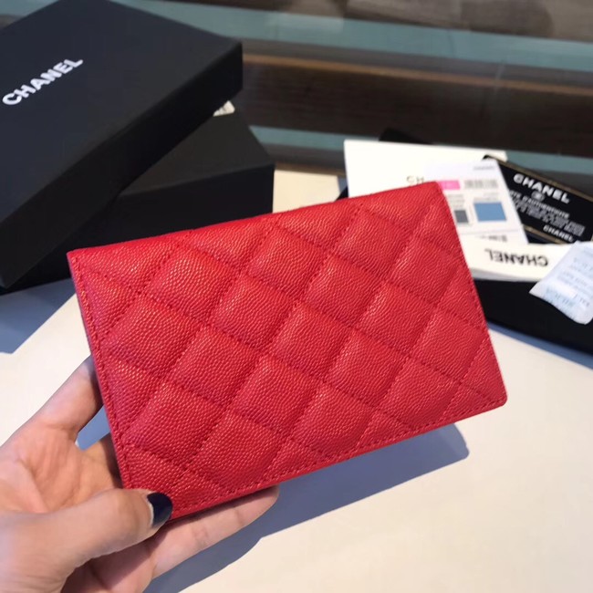 Chanel Calfskin Leather & Gold-Tone Metal Wallet A80385 Red