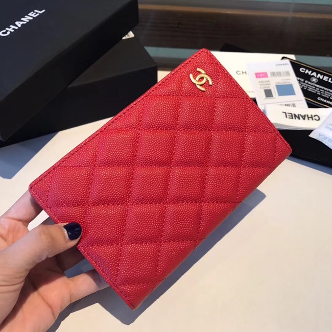 Chanel Calfskin Leather & Gold-Tone Metal Wallet A80385 Red