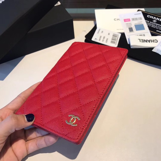 Chanel Calfskin Leather & Gold-Tone Metal Wallet A80385 Red