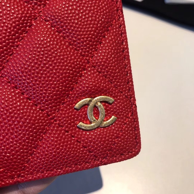 Chanel Calfskin Leather & Gold-Tone Metal Wallet A80385 Red