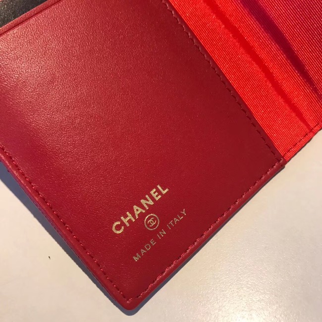 Chanel Calfskin Leather & Gold-Tone Metal Wallet A80385 Red