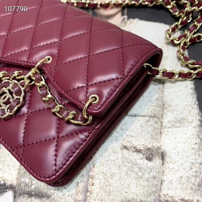 Chanel Original Sheepskin Leather Shoulder Bag 33815 Wine